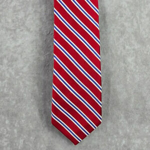 Eagle Red Blue White Stripe Repp 100% Silk‎ Men's Neck Tie NWOT